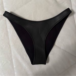 Small jet black faux leather triangl bikini (bottoms only)
